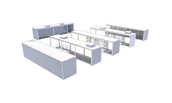 Modular units shown in exploded view